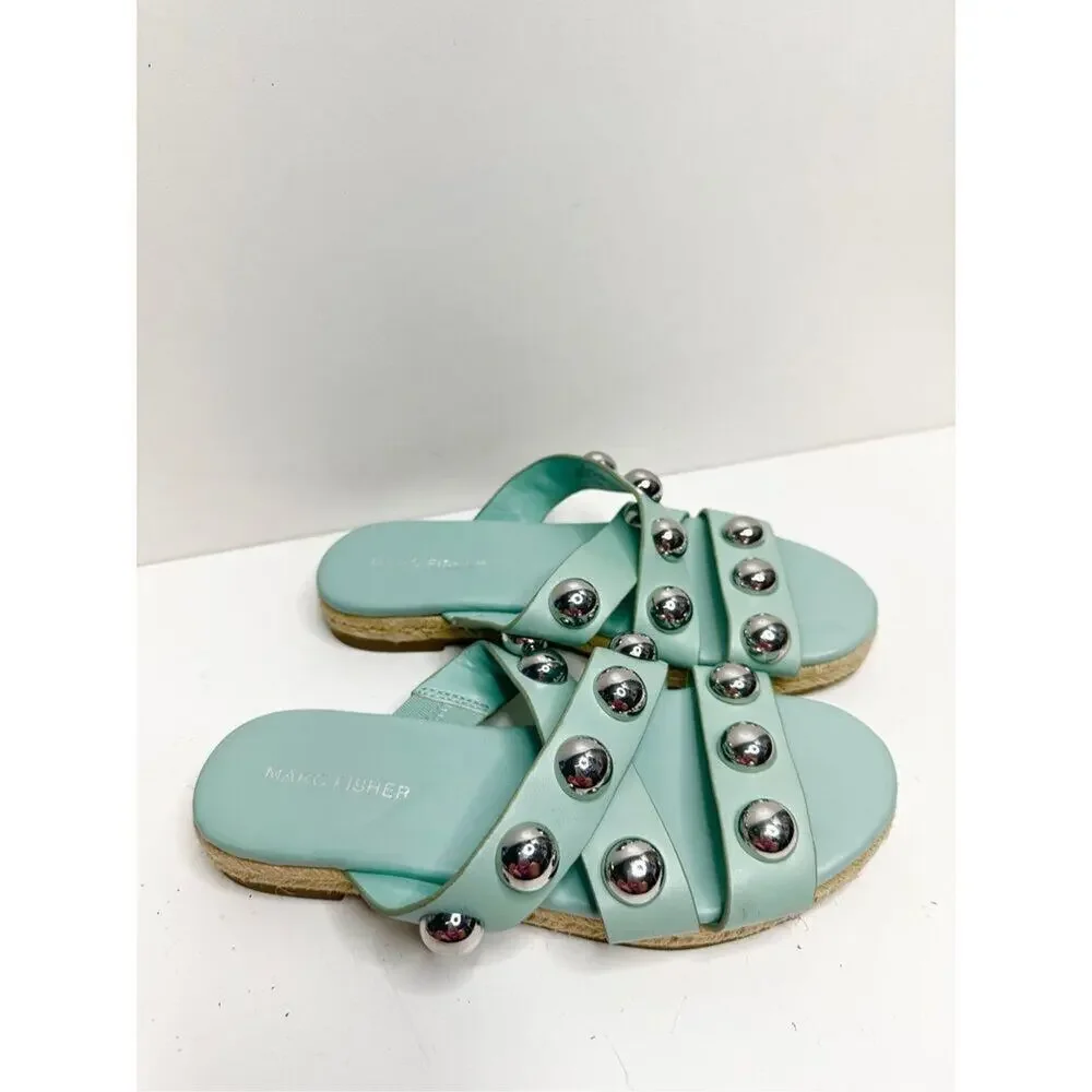 Marc Fisher Sandals Womens Size 6 Green Prisca Crisscross Espadrille‎ Slides